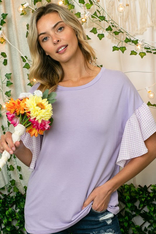 Georgina Checkered Sleeve Top
