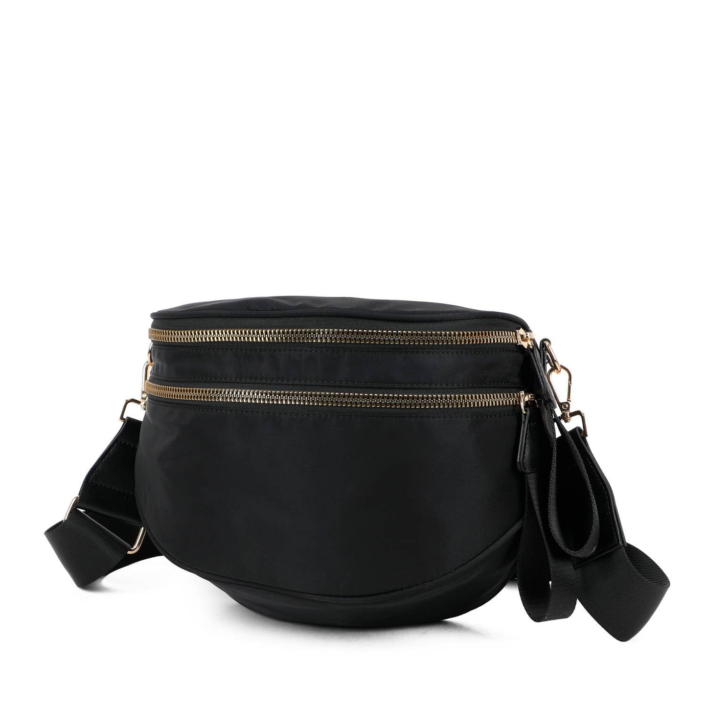 Paulina Nylon Waterproof Multi-Compartment 10" Crossbody Bag: Black