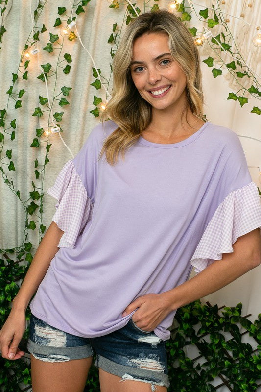 Georgina Checkered Sleeve Top