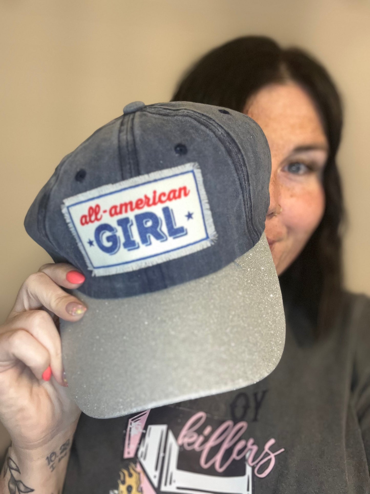 All American Girl w/ Glitter Baseball Cap