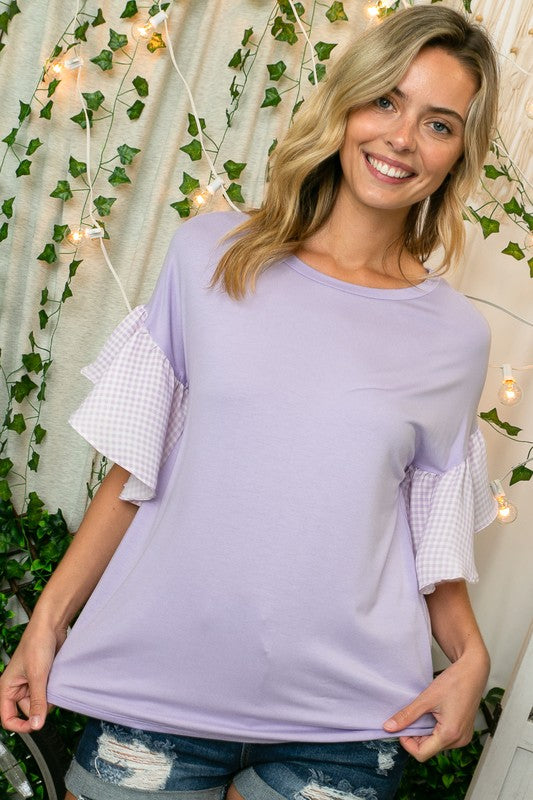 Georgina Checkered Sleeve Top