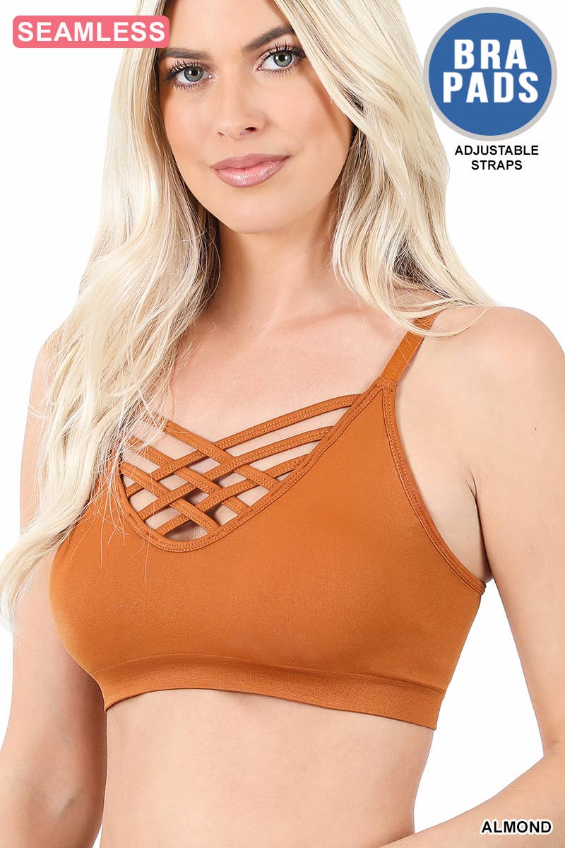 ..SI-12748 Lattice Bralette With Removable Bra Pads: GREENMINT-111326 / L/XL