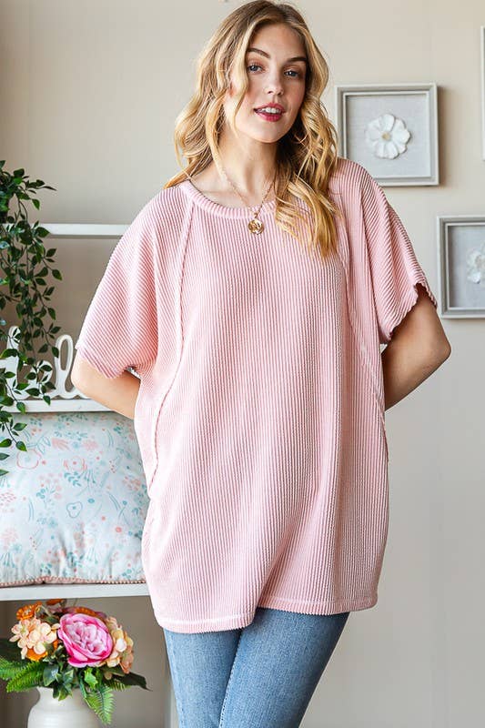 ET7518-10 SOLID URBAN RIBBED TOP: DUSTY LAVENDER / 2-2-2 (1X-2X-3X)