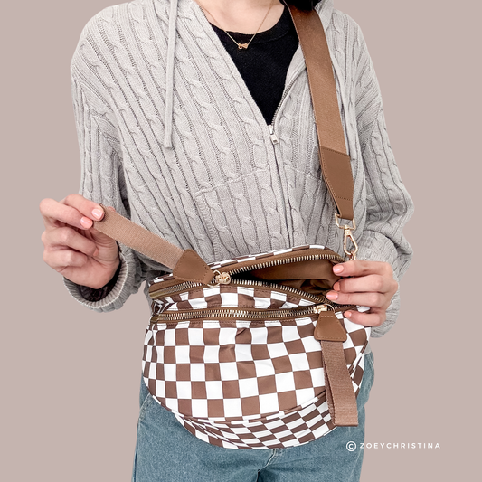 Crossbody Zipper Bag – 7 Colors, Removable Strap, Stylish: Brown