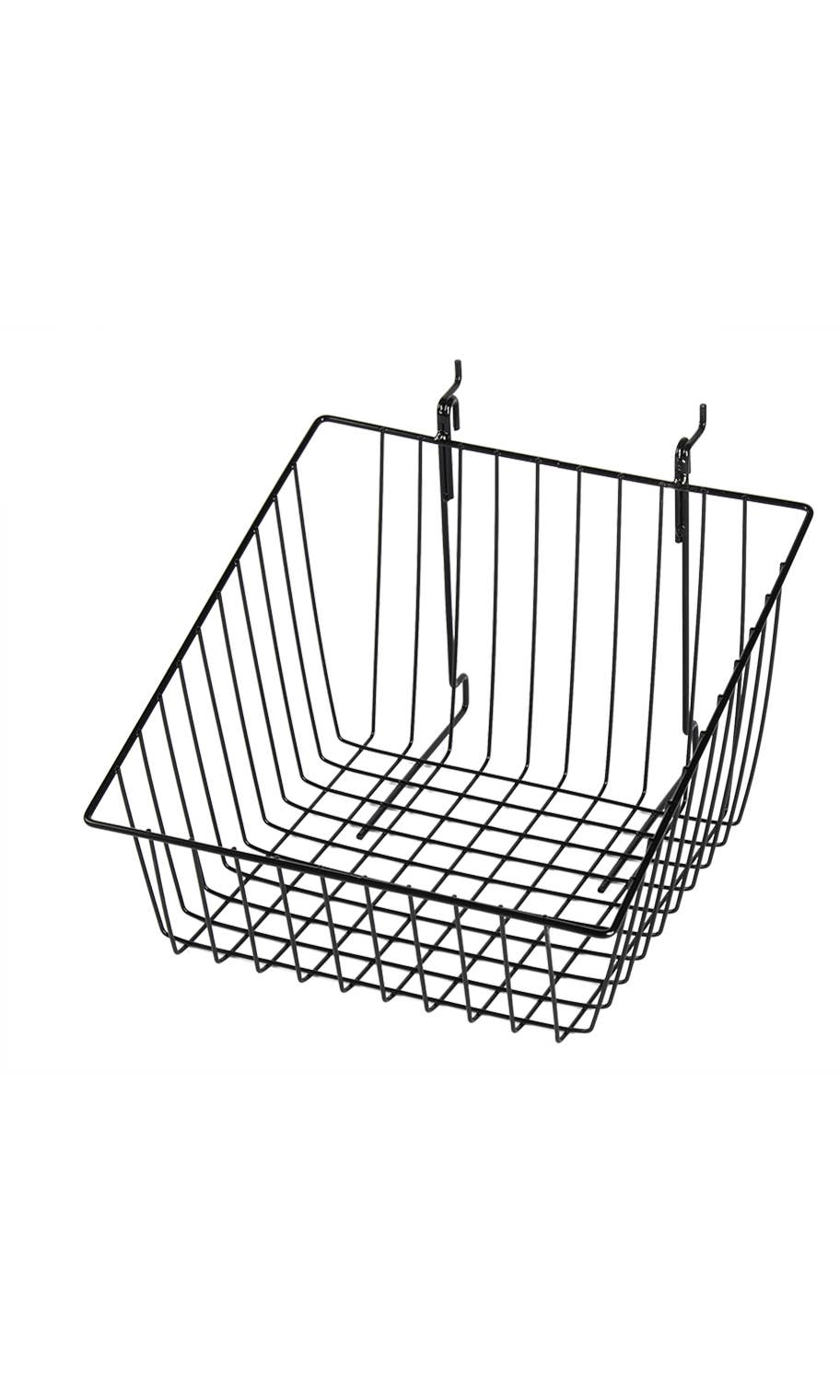 Grid Basket for Slatwall & Wire Grid: White / 12 x 12 x 8 inch w/ Slanted Front Lip