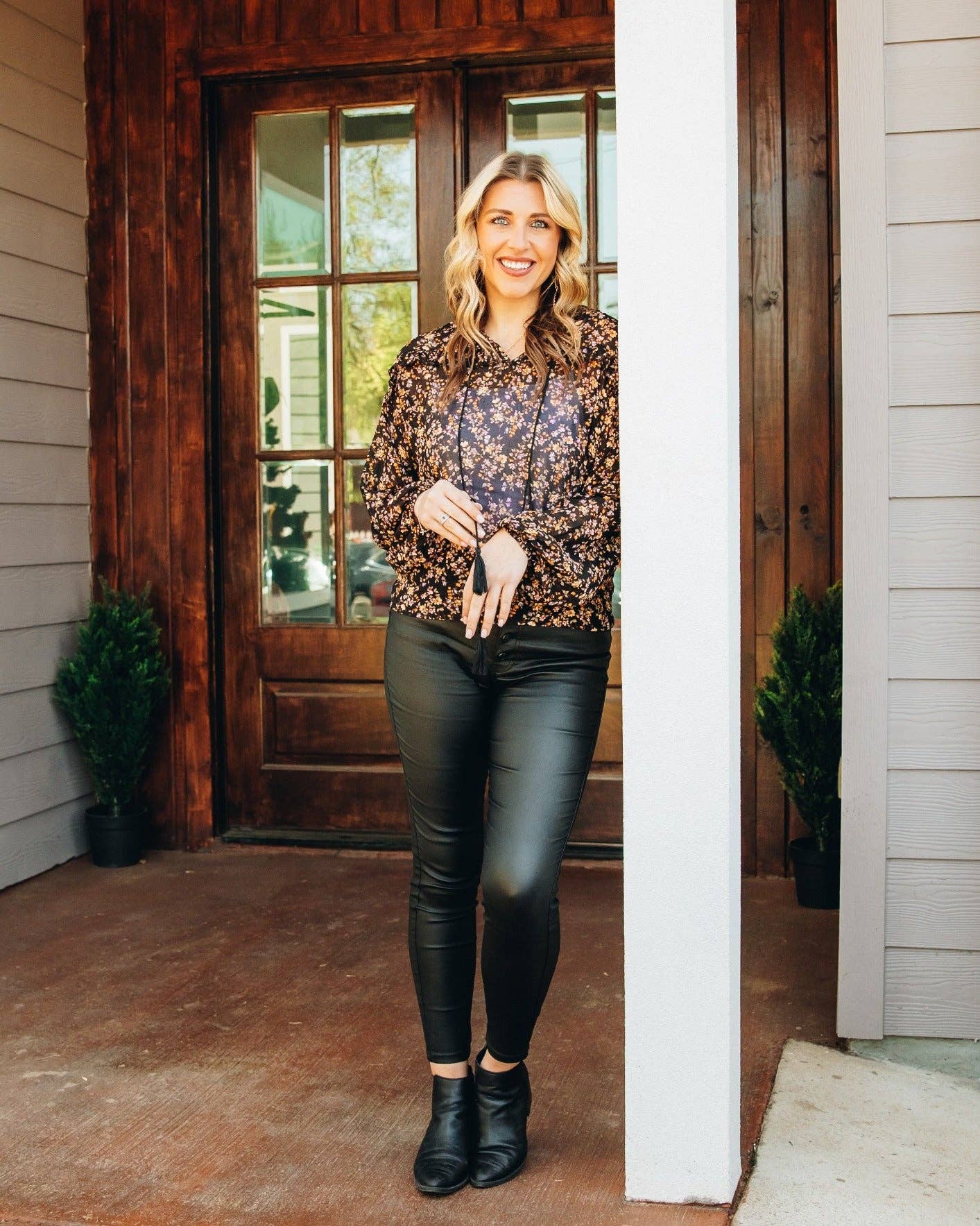 Garden Party Sheer Floral Top: Black / Medium