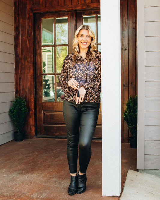 Garden Party Sheer Floral Top: Black / Medium