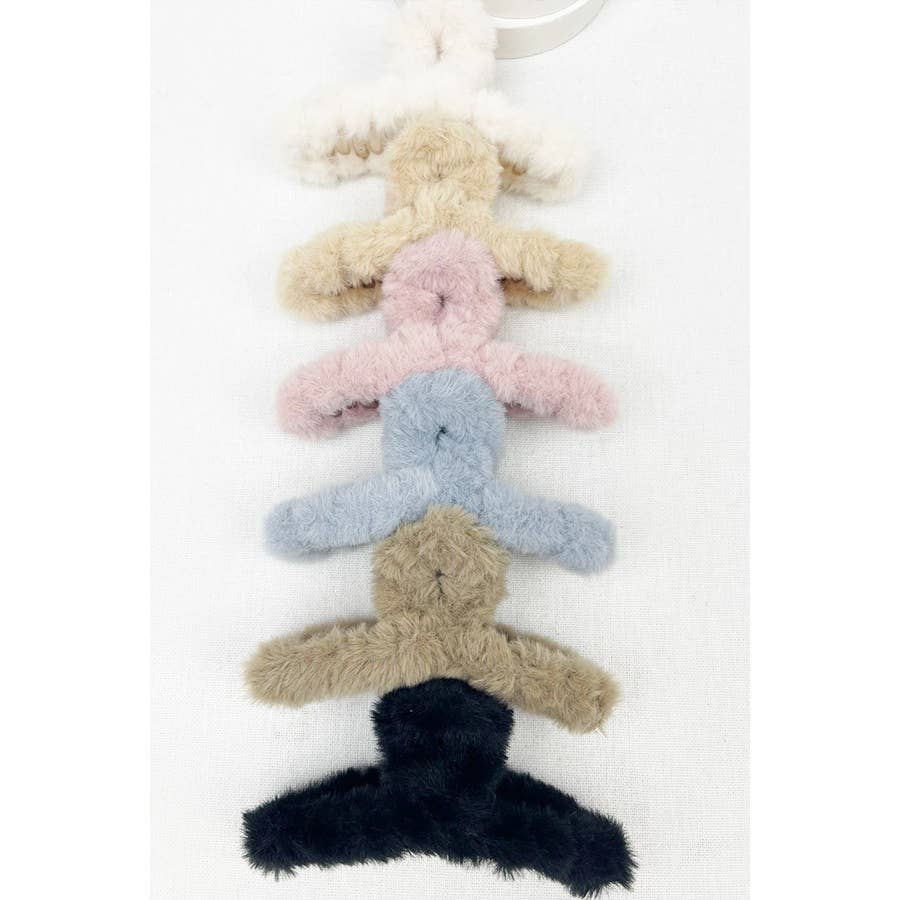 Faux Fur Plush Hair Catch Barrette Jaw Clip: MIX COLOR / ONE(12)