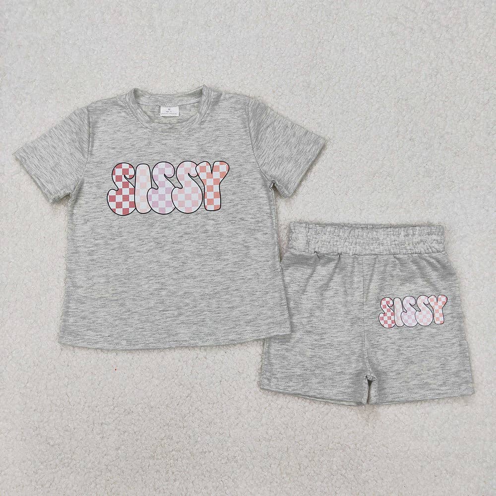 Sibling Vinyl Baby Boys Cotton Top Sports Shorts Clothes Sets: Bubs / 5-6T