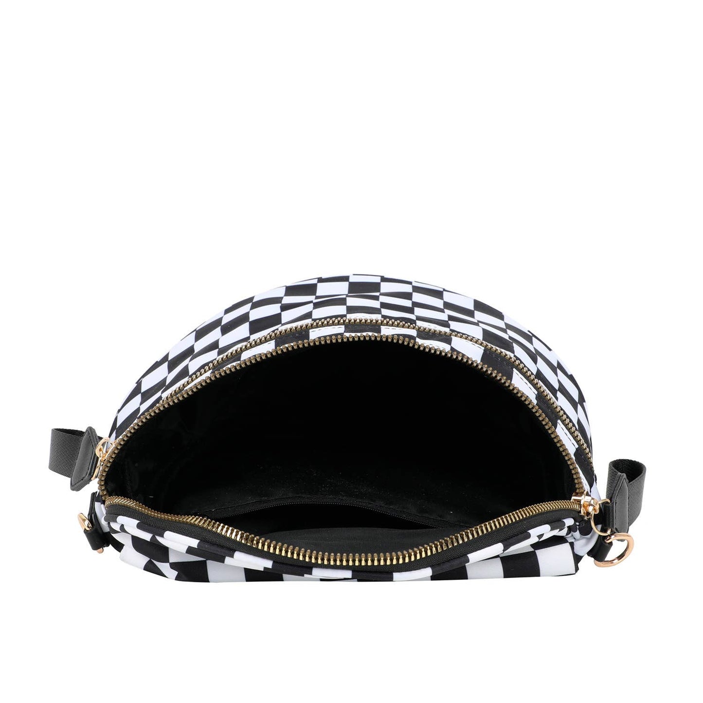 Paulina Nylon Waterproof Multi-Compartment 10" Crossbody Bag: Hot Pink Checker