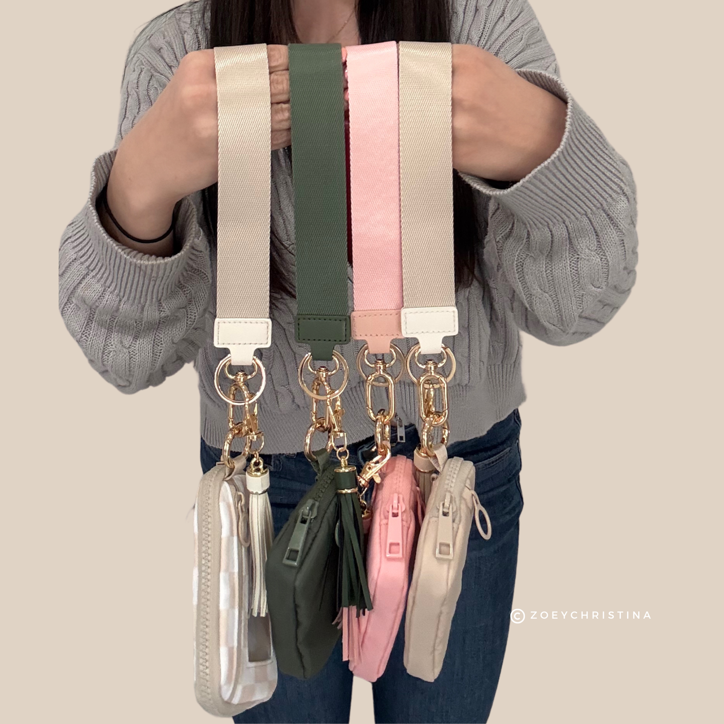 Tassel Zipper Wristlet Wallet with Clear ID Slot – 4 Colors: Pink
