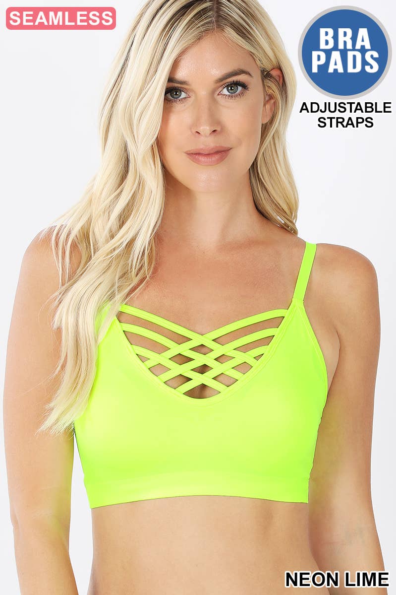 ..SI-12748 Lattice Bralette With Removable Bra Pads: NCORALPINK-134258 / S/M