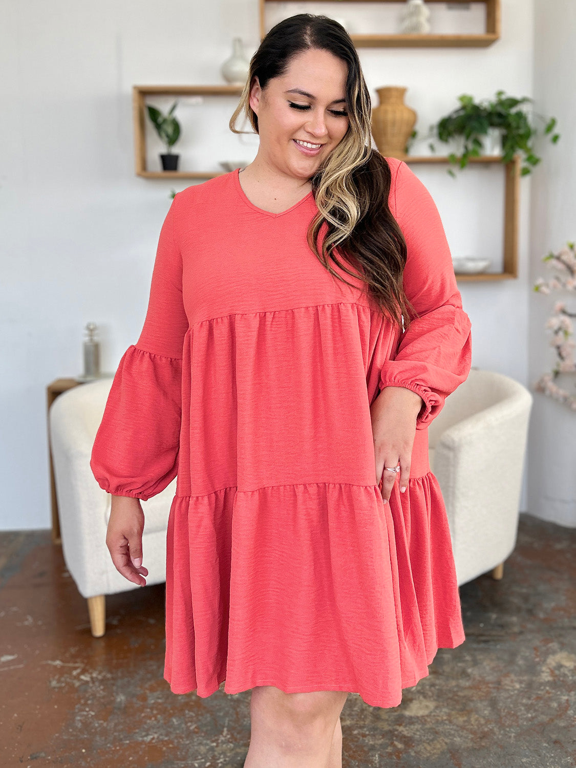 Madison Long Sleeve Tiered Dress