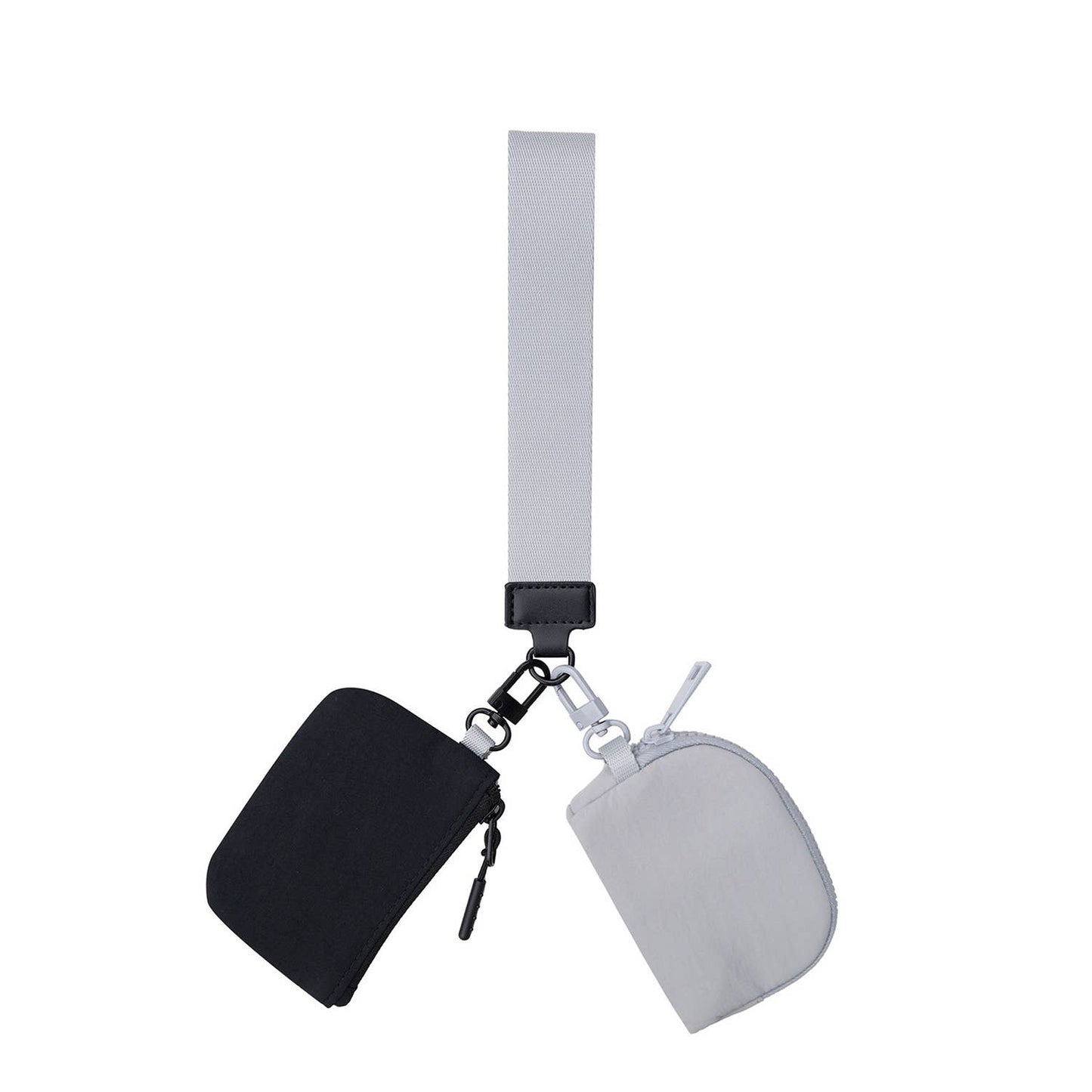 Marisa Alternative Nylon Dual Pouch Wristlet Strap Wallet: Black White Checker
