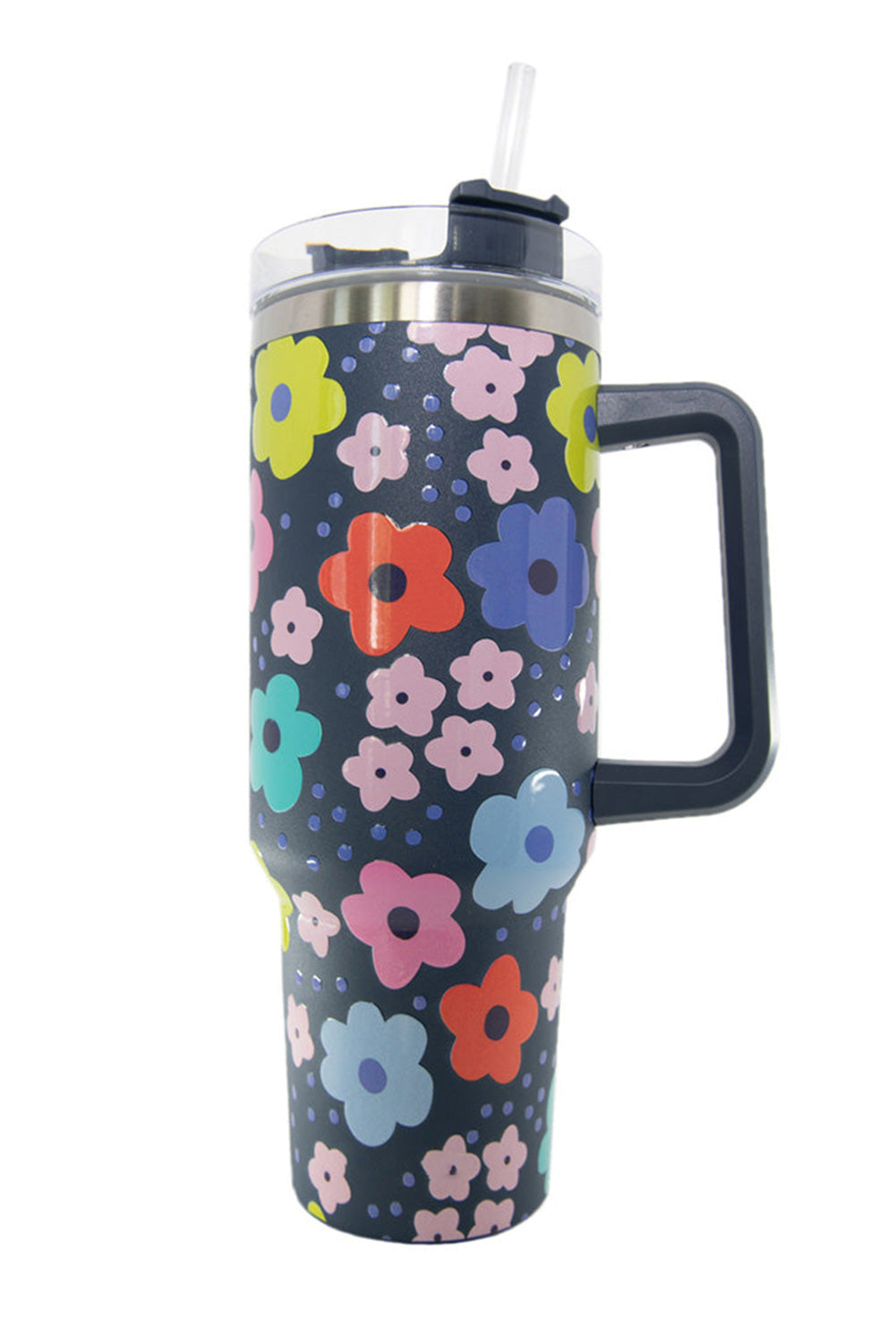 Multicolor 304 60s Floral Print Stainless Tumbler Thermos Cup