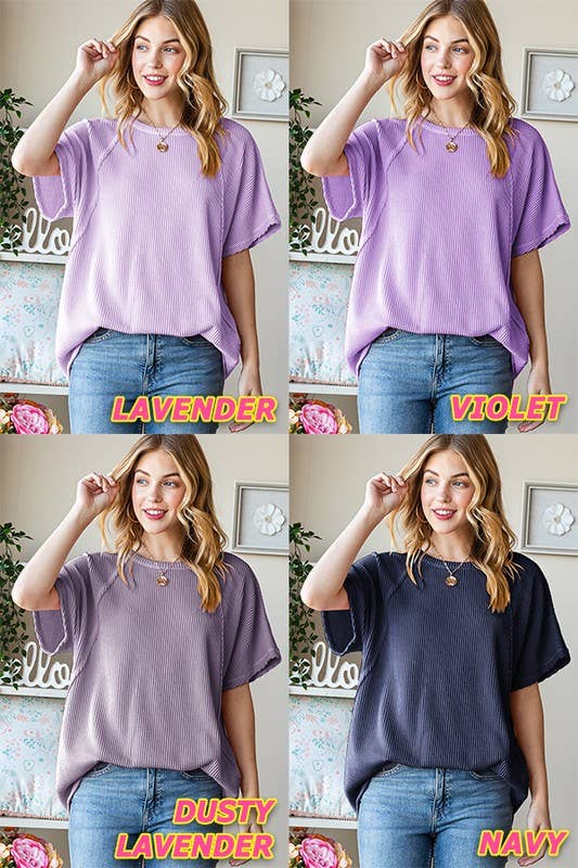 ET7518-10 SOLID URBAN RIBBED TOP: DUSTY LAVENDER / 2-2-2 (1X-2X-3X)
