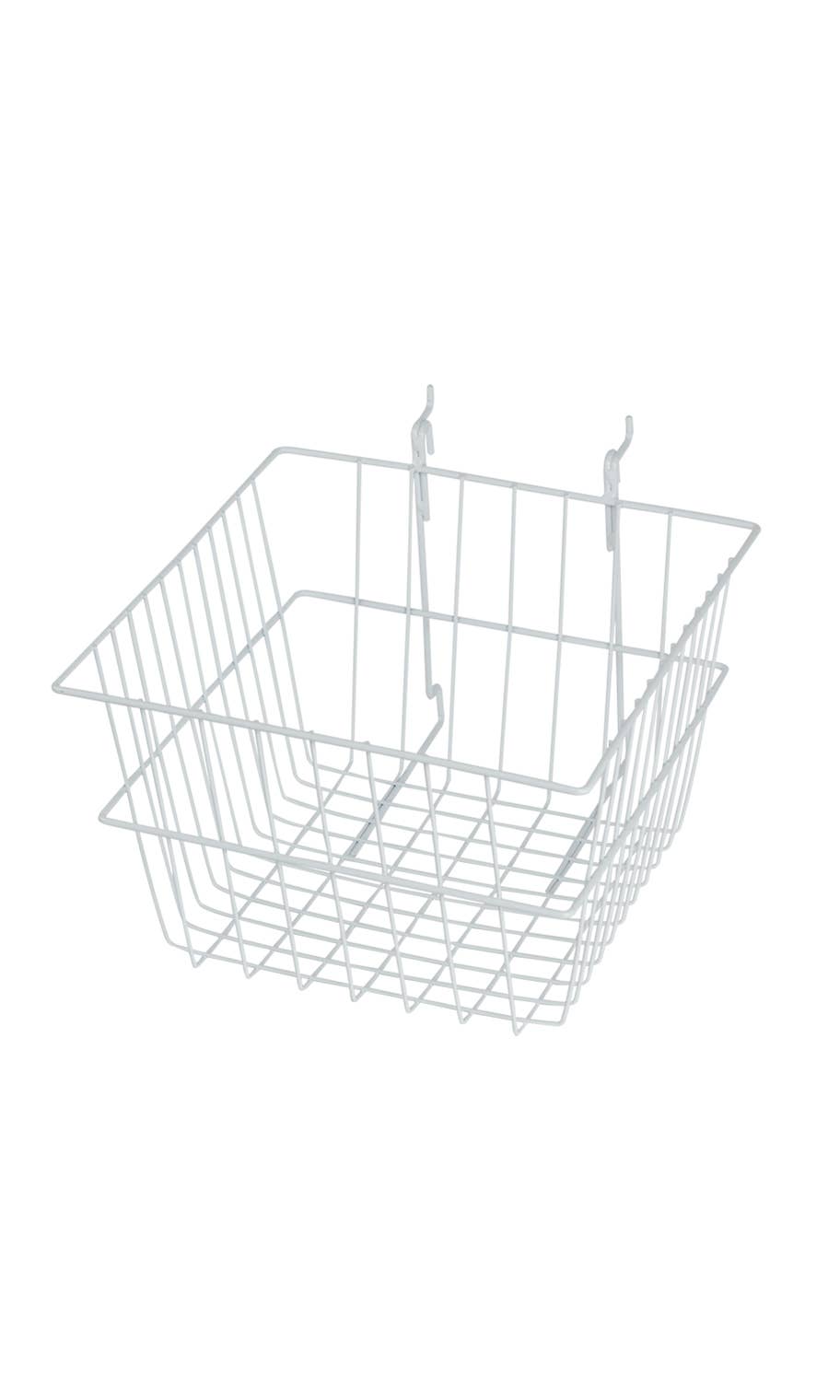 Grid Basket for Slatwall & Wire Grid: White / 12 x 8 x 4 inch
