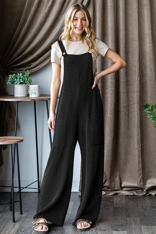 EP6810-10 SLEEVELESS SOLID URBAN RIBBED JUMPSUITS: CHARCOAL / 2-2-2 (1X-2X-3X)