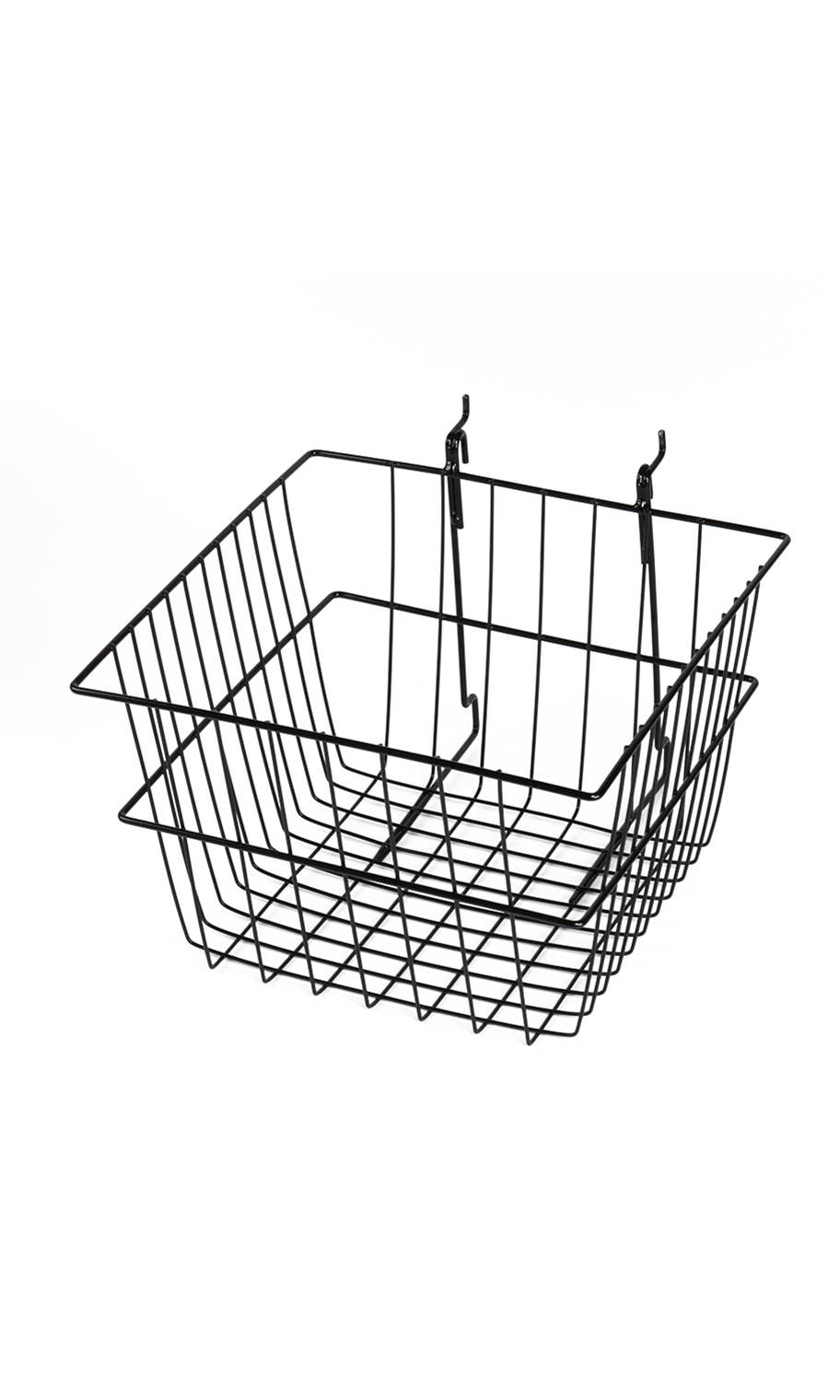 Grid Basket for Slatwall & Wire Grid: White / 12 x 12 x 8 inch w/ Slanted Front Lip