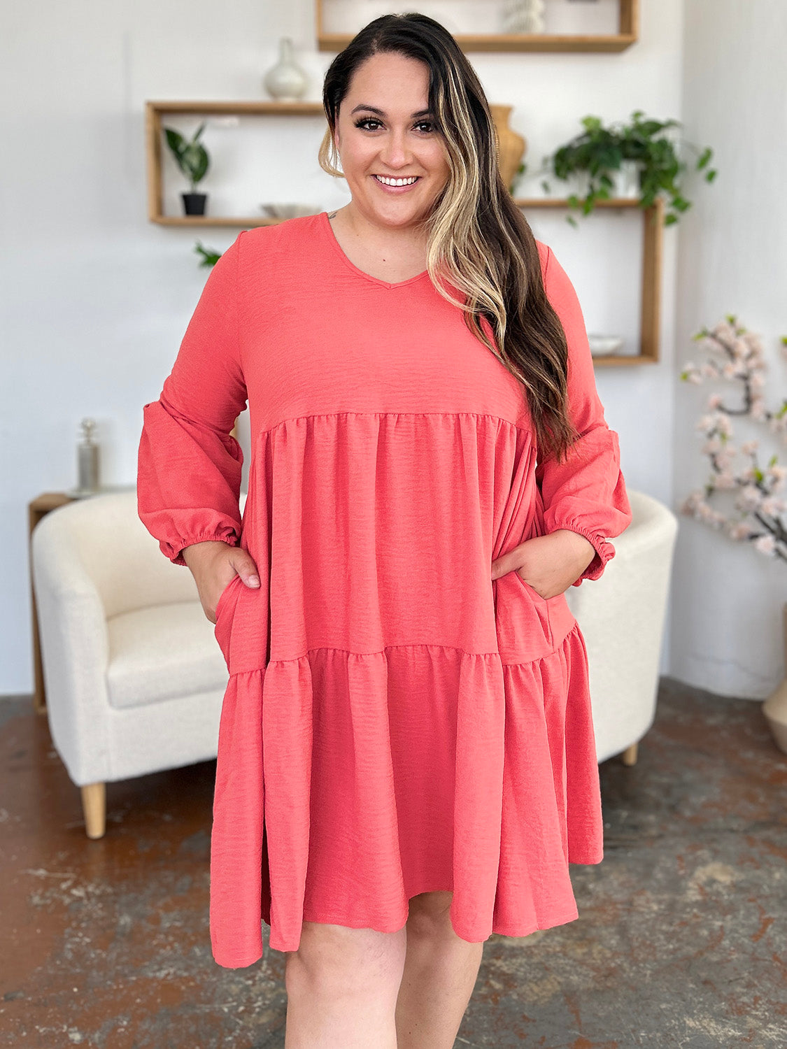 Madison Long Sleeve Tiered Dress