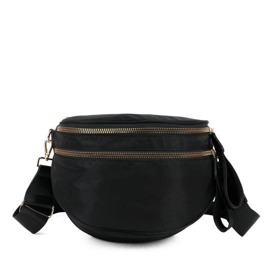 Paulina Nylon Waterproof Multi-Compartment 10" Crossbody Bag: Ivory Checker