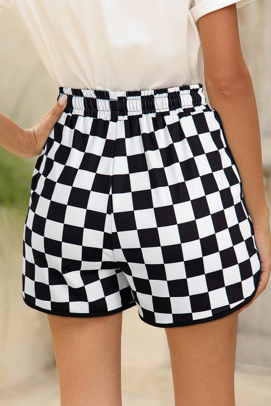 Checkered Drawstring Elastic Waist Shorts | S-XL: As shown / Missy / L