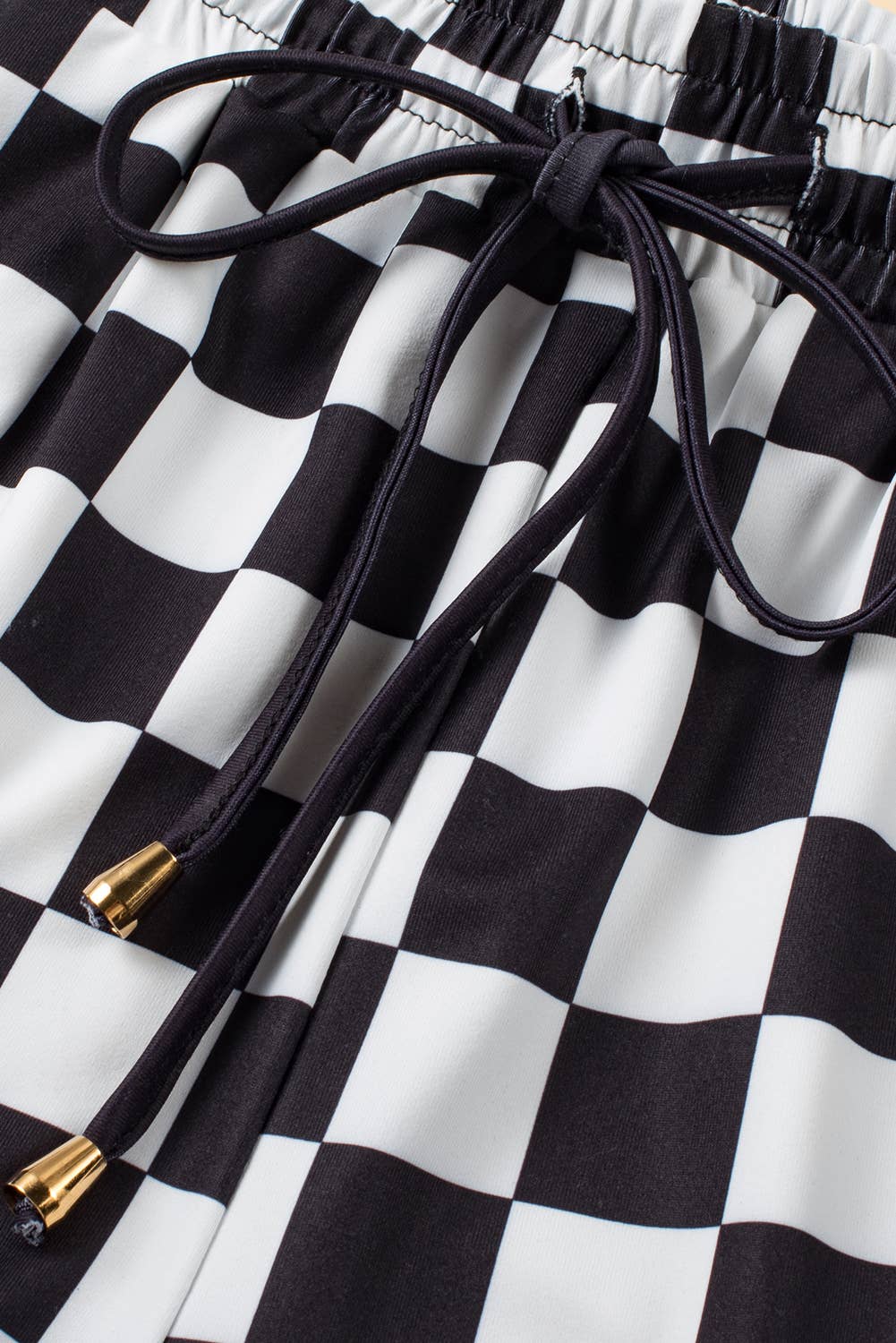 Checkered Drawstring Elastic Waist Shorts | S-XL: As shown / Missy / M