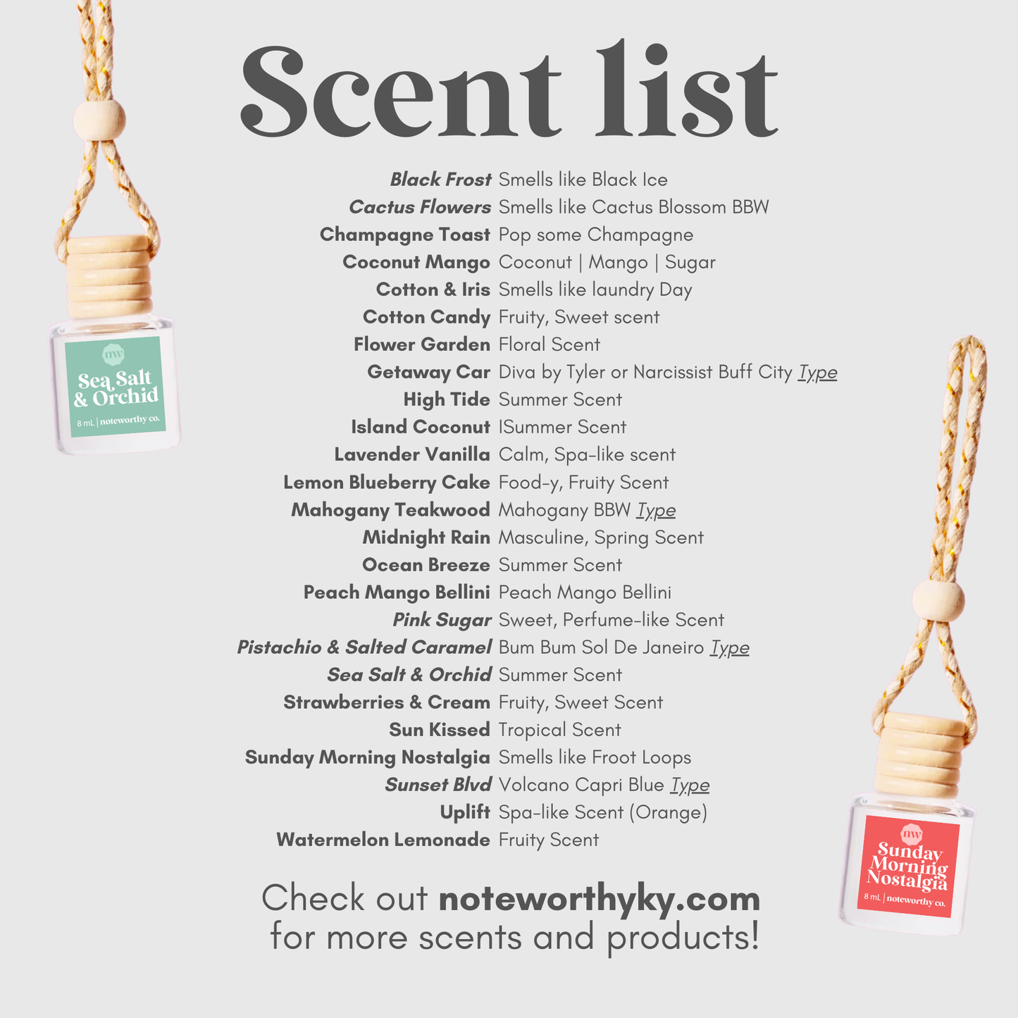 Car Diffusers | Core Scents: Individual Mylar Bag / Sunset Blvd