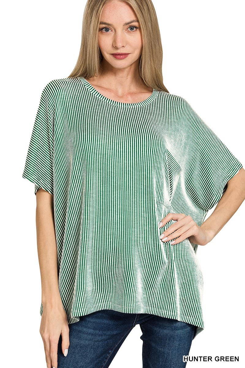 Corded Rib Oversized Short-sleeve Top: VIOLET / 3-3 (S/M-L/XL)