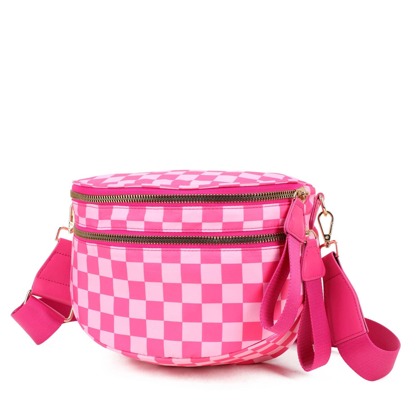 Paulina Nylon Waterproof Multi-Compartment 10" Crossbody Bag: Bean Green Checker