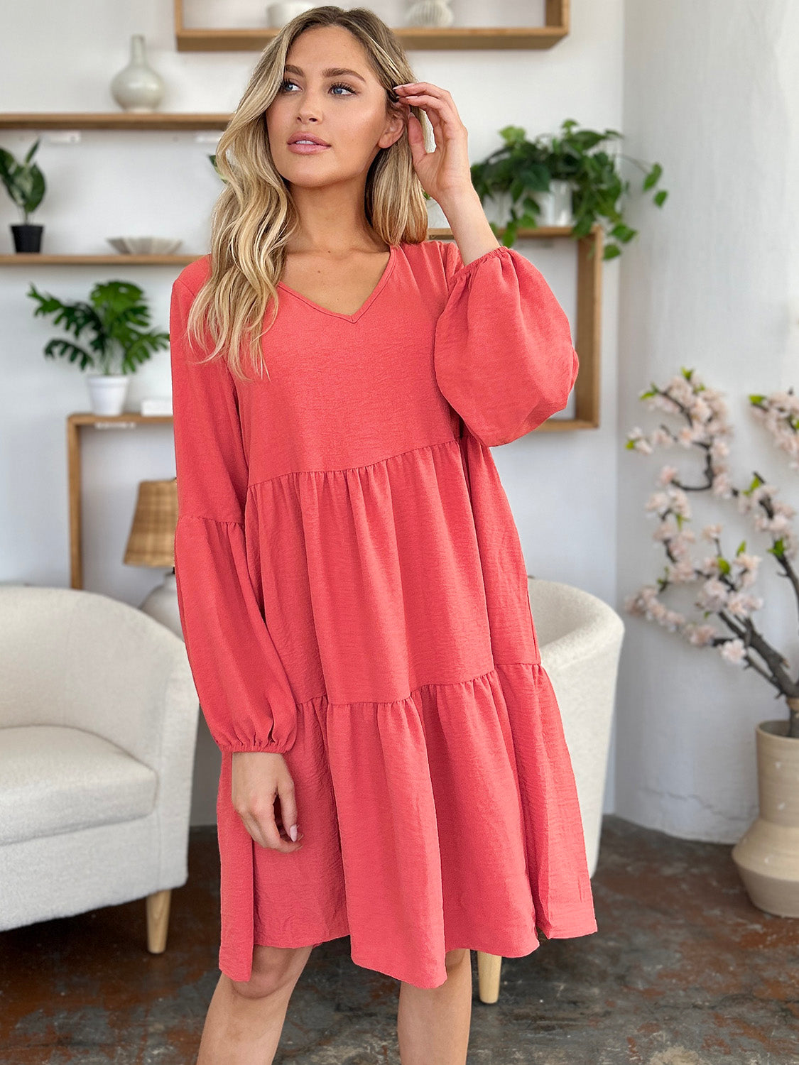 Madison Long Sleeve Tiered Dress