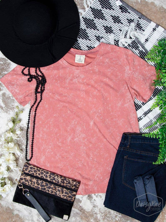 Strawberry Daiquiri Acid Wash Tee: Pink / S