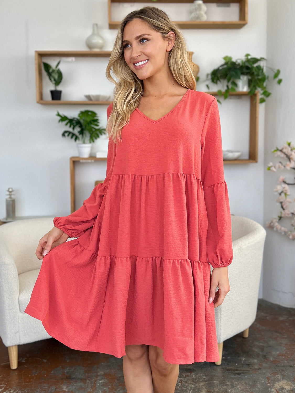 Madison Long Sleeve Tiered Dress