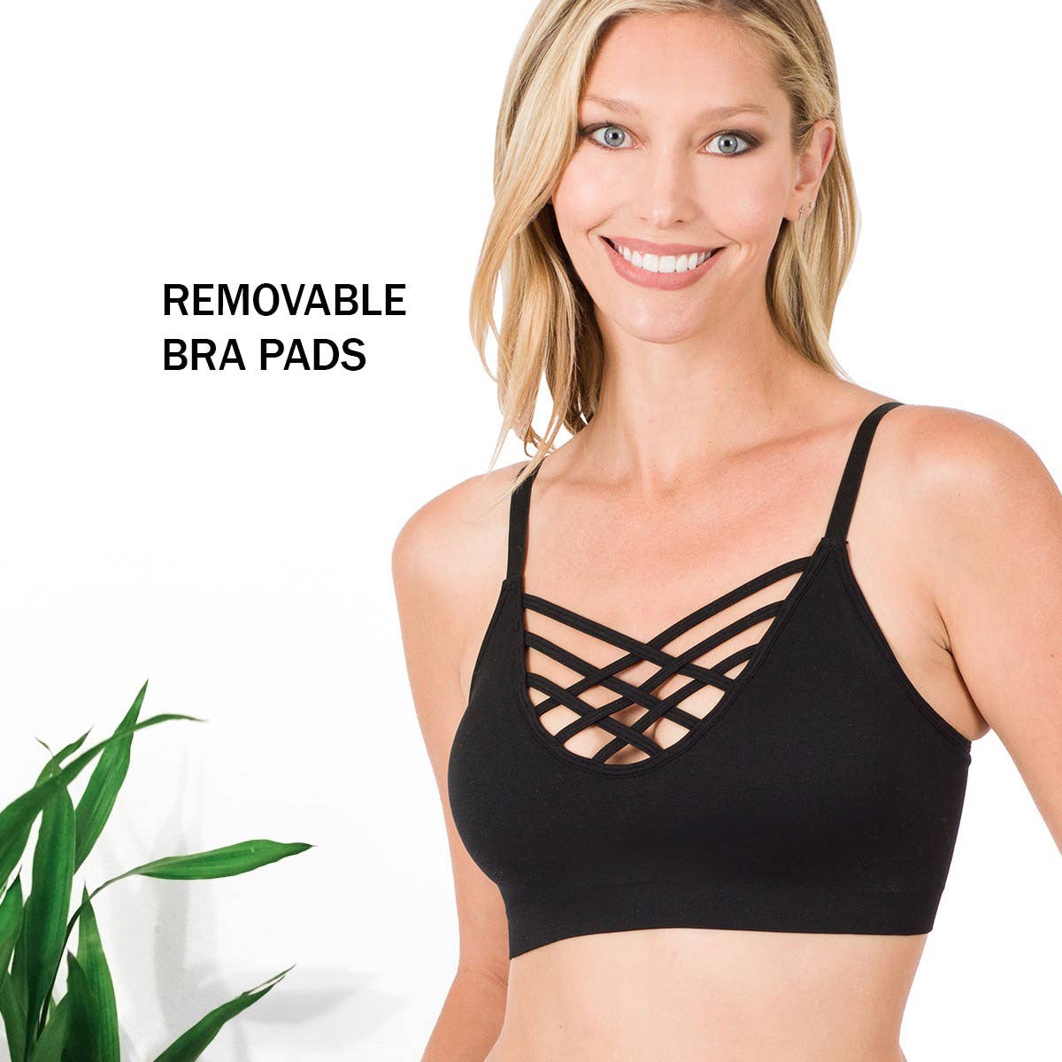 ..SI-12748 Lattice Bralette With Removable Bra Pads: GREENMINT-111326 / L/XL