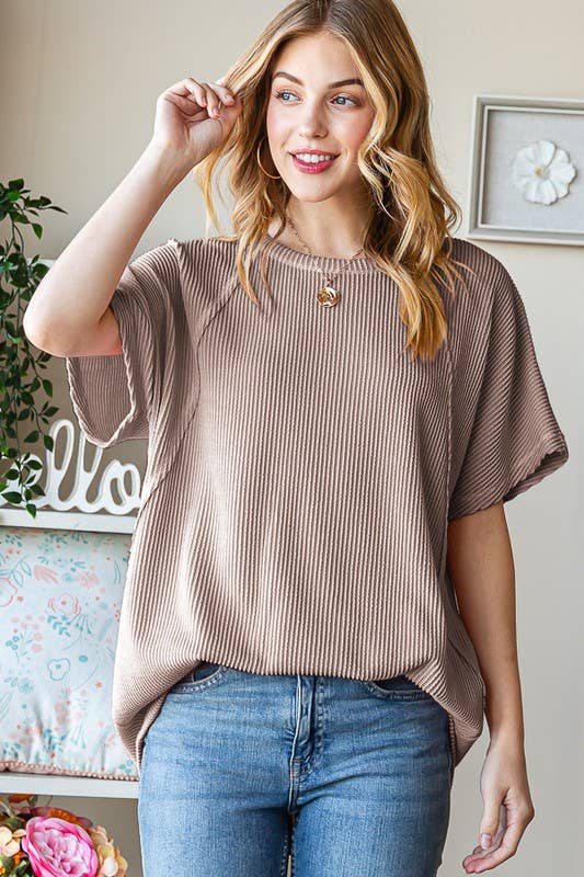 ET7518-10 SOLID URBAN RIBBED TOP: DUSTY LAVENDER / 2-2-2 (S-M-L)
