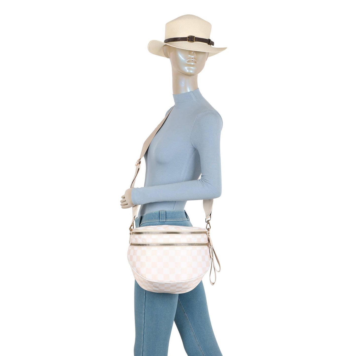 Paulina Nylon Waterproof Multi-Compartment 10" Crossbody Bag: Light Grey