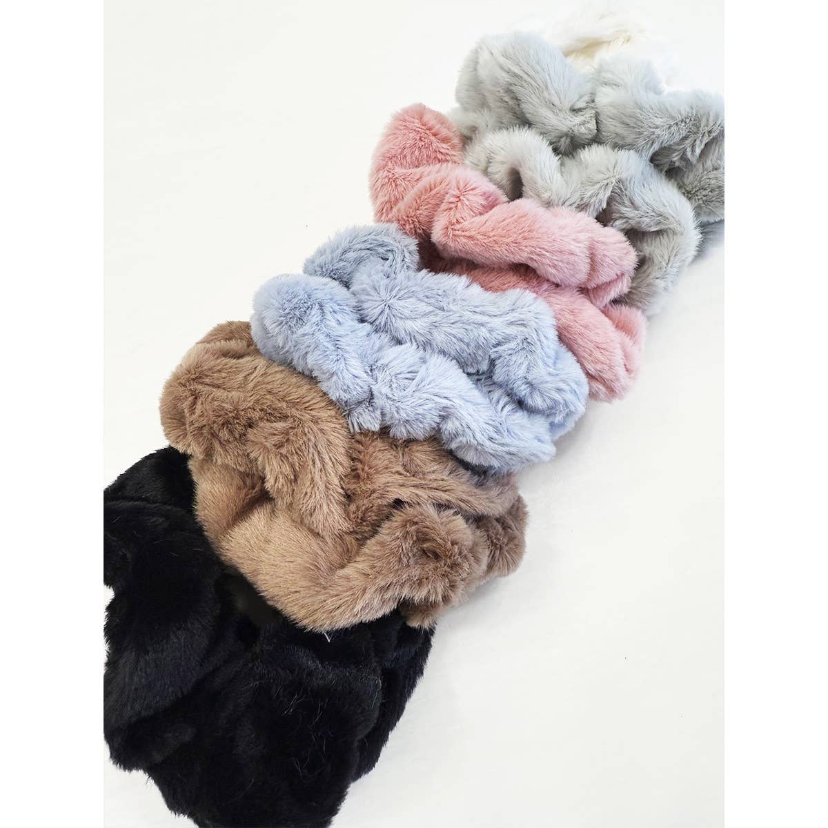 Soft Faux Fur Scunchie Set: MIX COLOR / ONE(12)