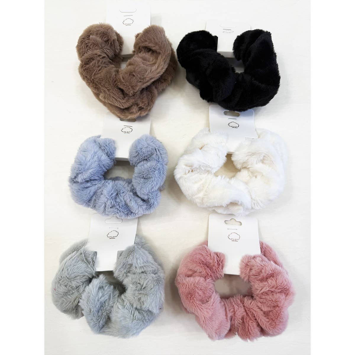 Soft Faux Fur Scunchie Set: MIX COLOR / ONE(12)