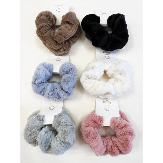 Soft Faux Fur Scunchie Set: MIX COLOR / ONE(12)
