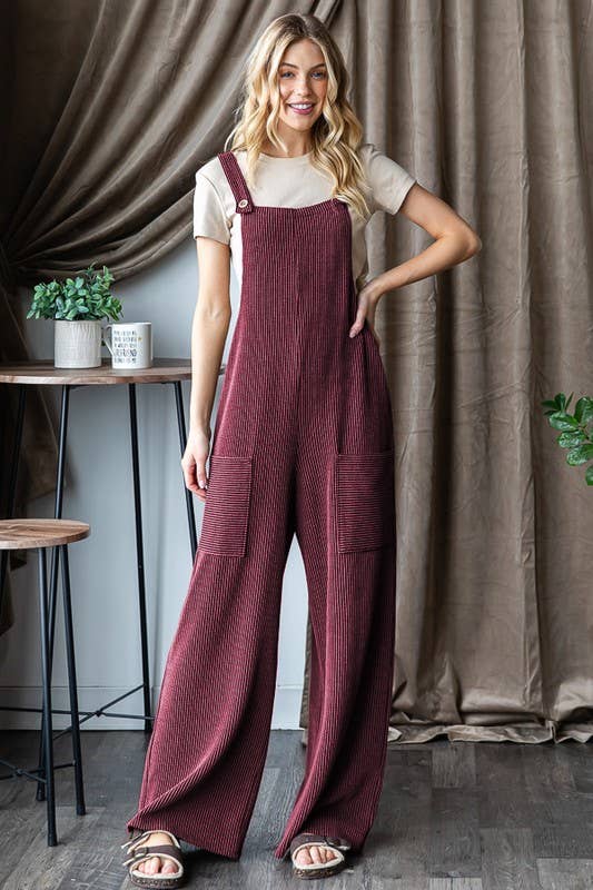 EP6810-10 SLEEVELESS SOLID URBAN RIBBED JUMPSUITS: CHARCOAL / 2-2-2 (1X-2X-3X)