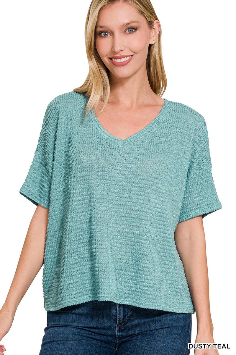 `.Textured Relaxed Fit Summer Sweater w/ back patch: SAND BEIGE-162821 / S/M