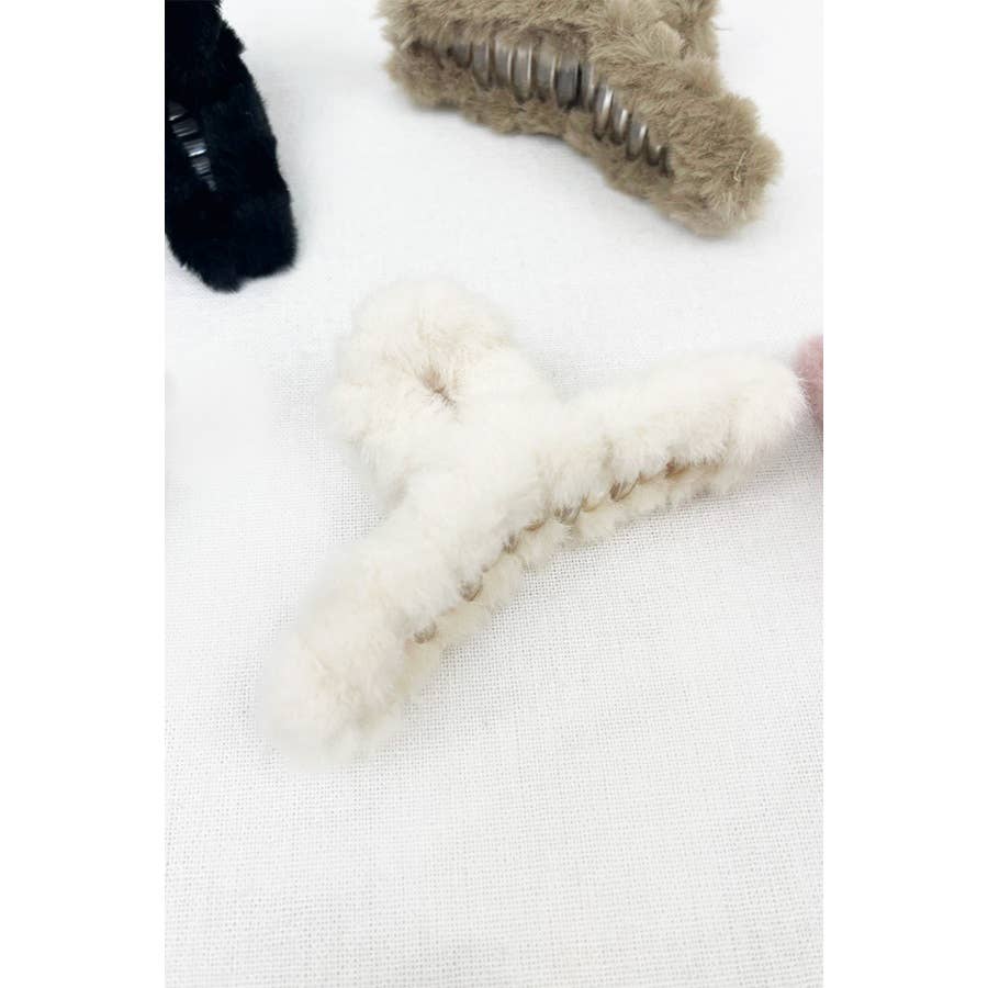 Faux Fur Plush Hair Catch Barrette Jaw Clip: MIX COLOR / ONE(12)