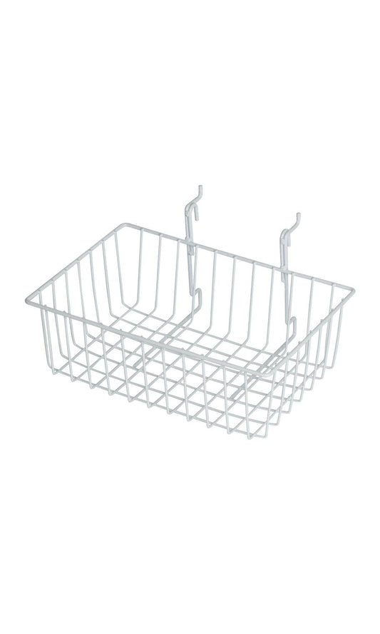 Grid Basket for Slatwall & Wire Grid: White / 12 x 8 x 4 inch
