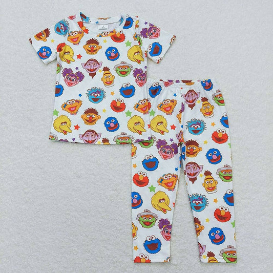 Baby Boys White Monster Cookie Shirt Pants Pajamas Clothes Sets: 5-6T