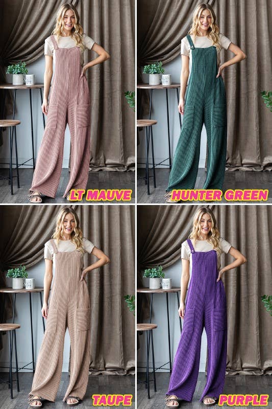 EP6810-10 SLEEVELESS SOLID URBAN RIBBED JUMPSUITS: CHARCOAL / 2-2-2 (1X-2X-3X)