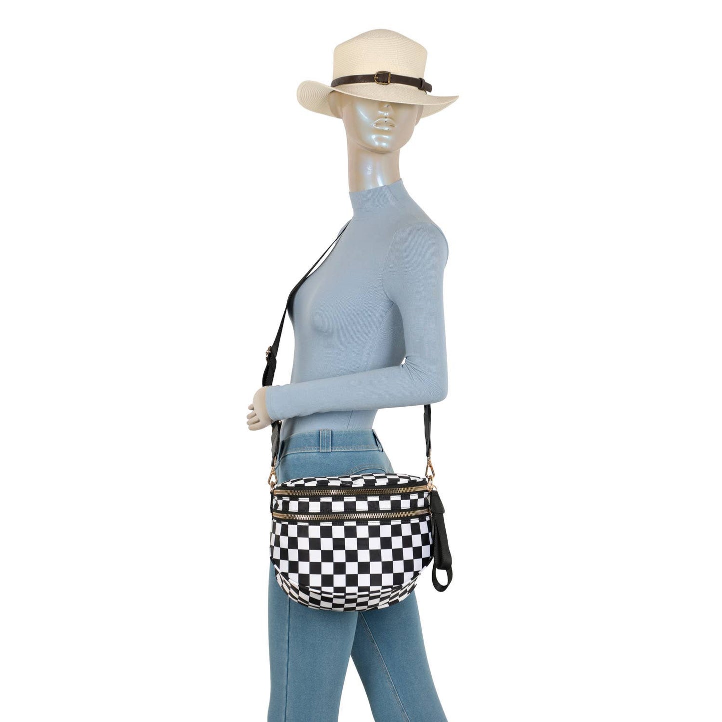 Paulina Nylon Waterproof Multi-Compartment 10" Crossbody Bag: Light Grey