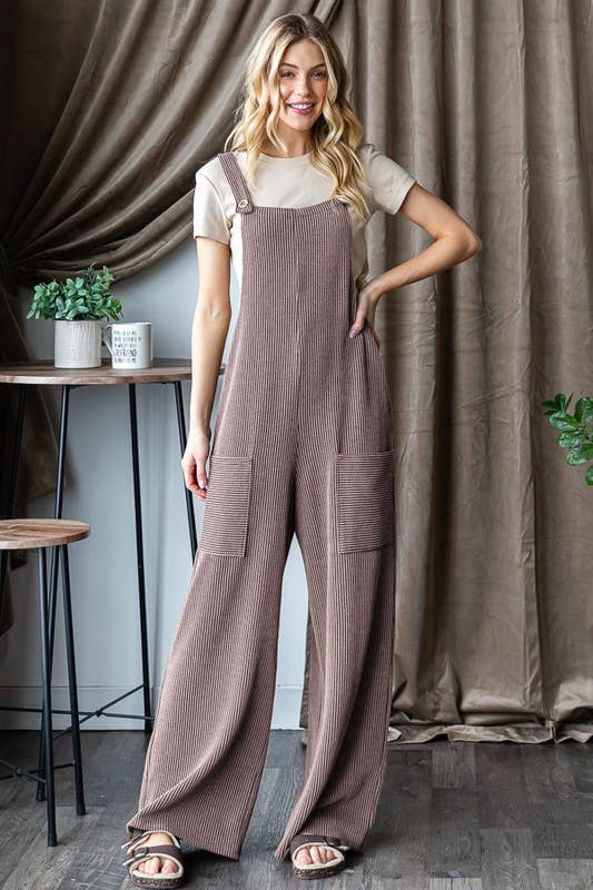 EP6810-10 SLEEVELESS SOLID URBAN RIBBED JUMPSUITS: CHARCOAL / 2-2-2 (1X-2X-3X)