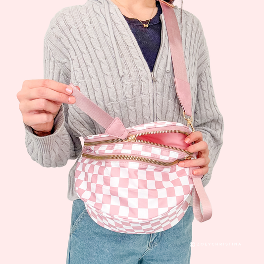 Crossbody Zipper Bag – 7 Colors, Removable Strap, Stylish: Pink