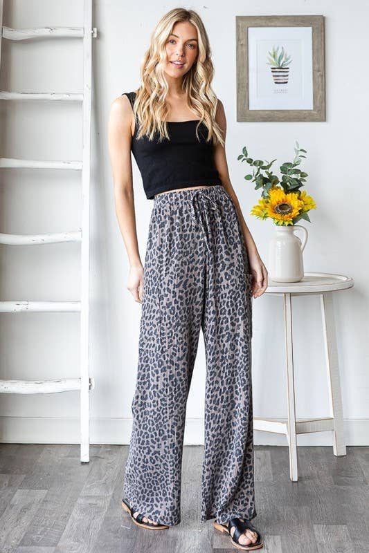EP6850-10 ANIMAL PRINT URBAN RIBBED CASUAL PANTS: TAUPE / 2-2-2 (1X-2X-3X)
