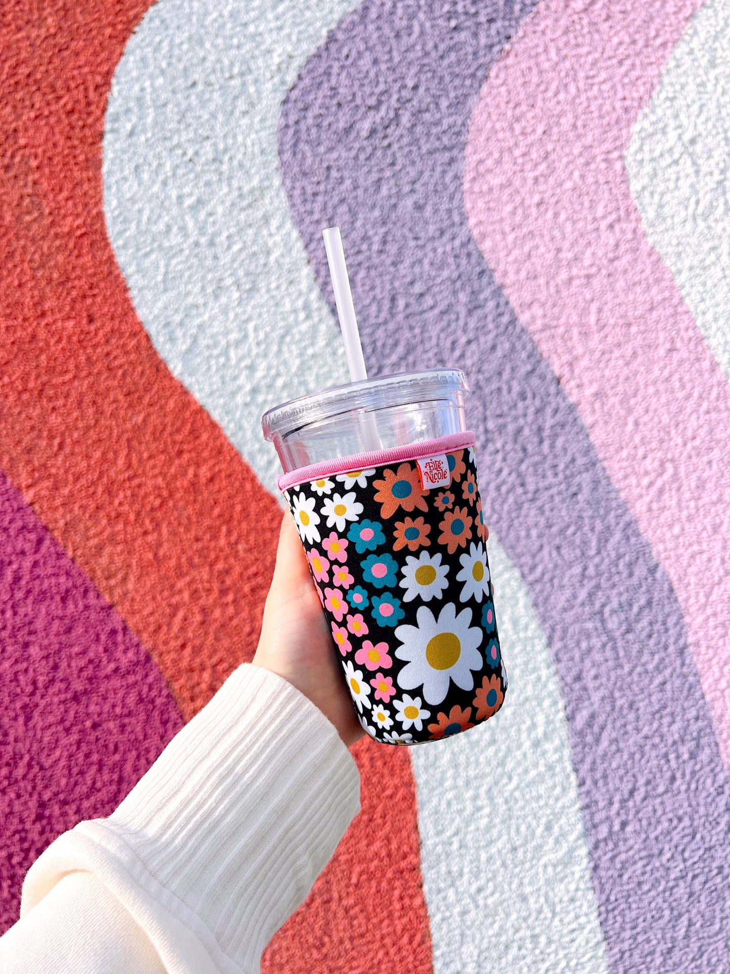 Coffee Cup Cover - Darling Daisies - Iced Drink Sleeve: Small / 16oz